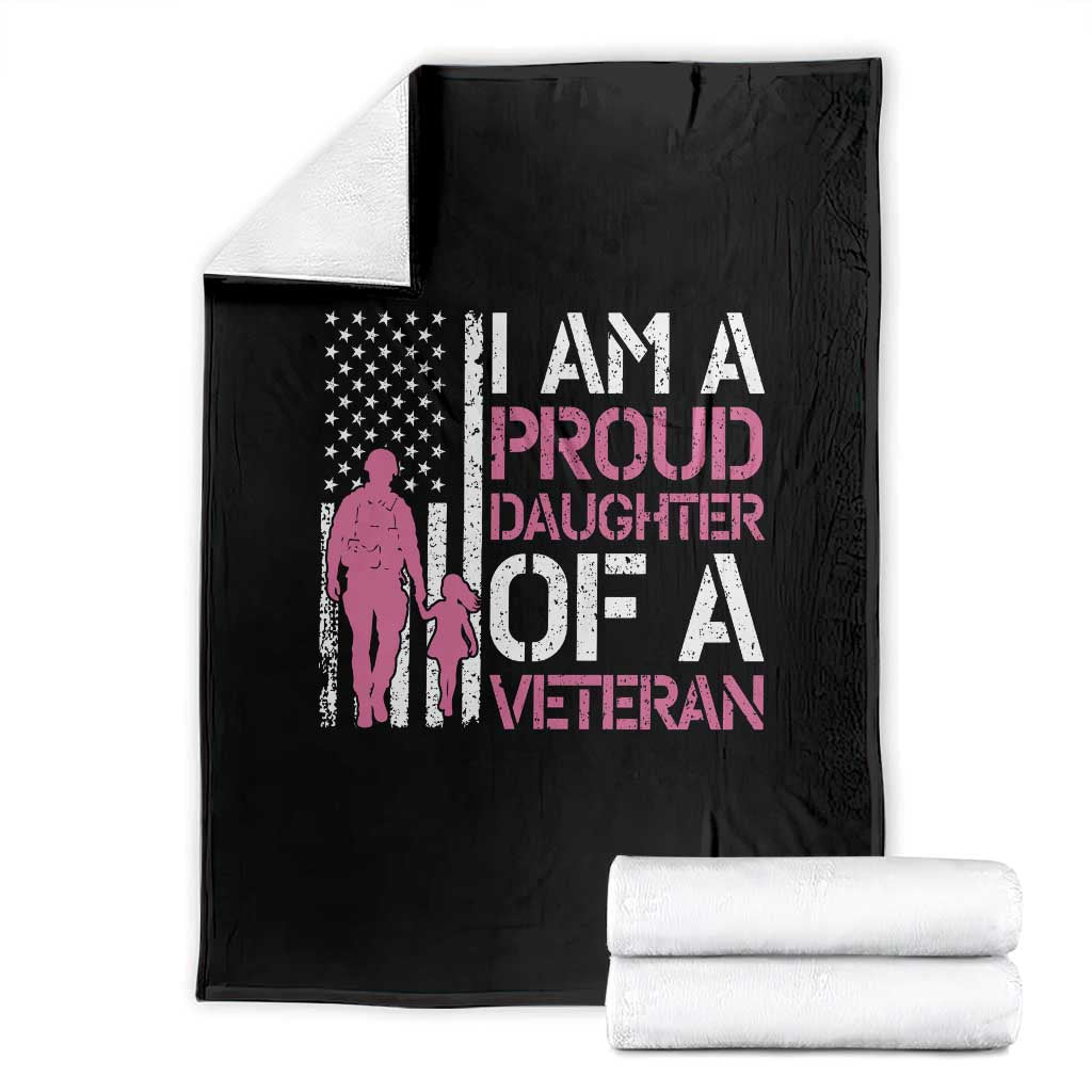 Proud Daughter Veteran Nothing Scares Throw Blanket Patriotic Military Family Support TS14 Black Print Your Wear