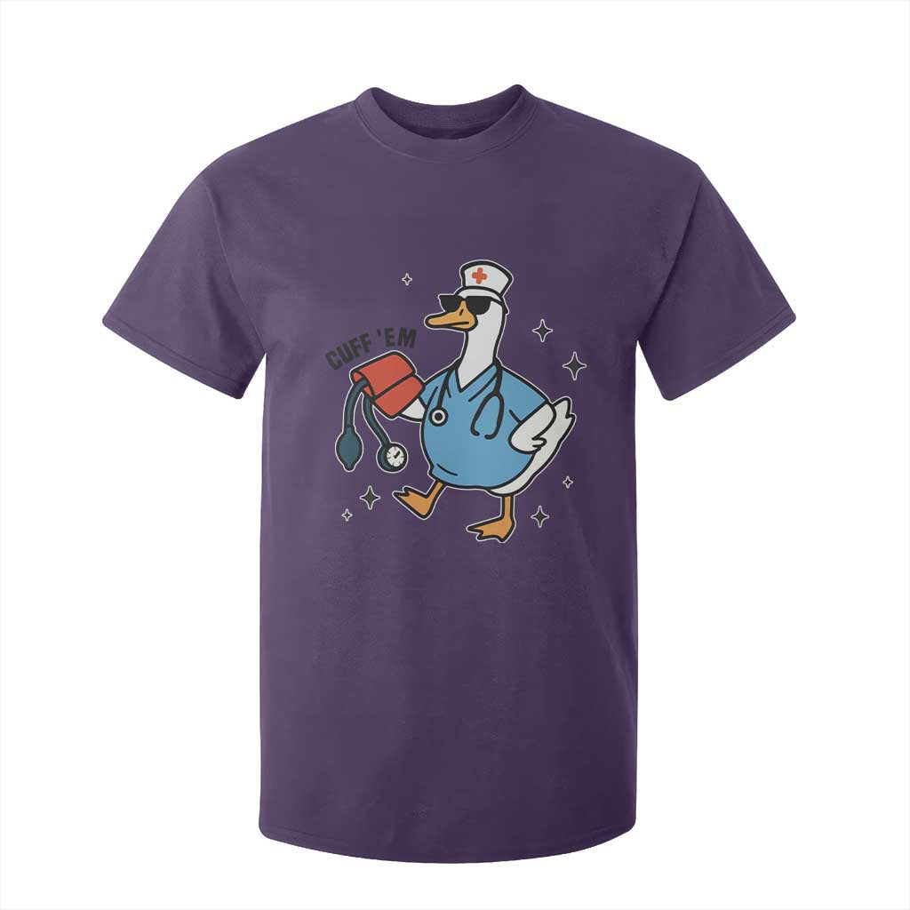 Funny Silly Goose ER Nurse T Shirt For Kid Cuff 'Em TS14 Purple Print Your Wear
