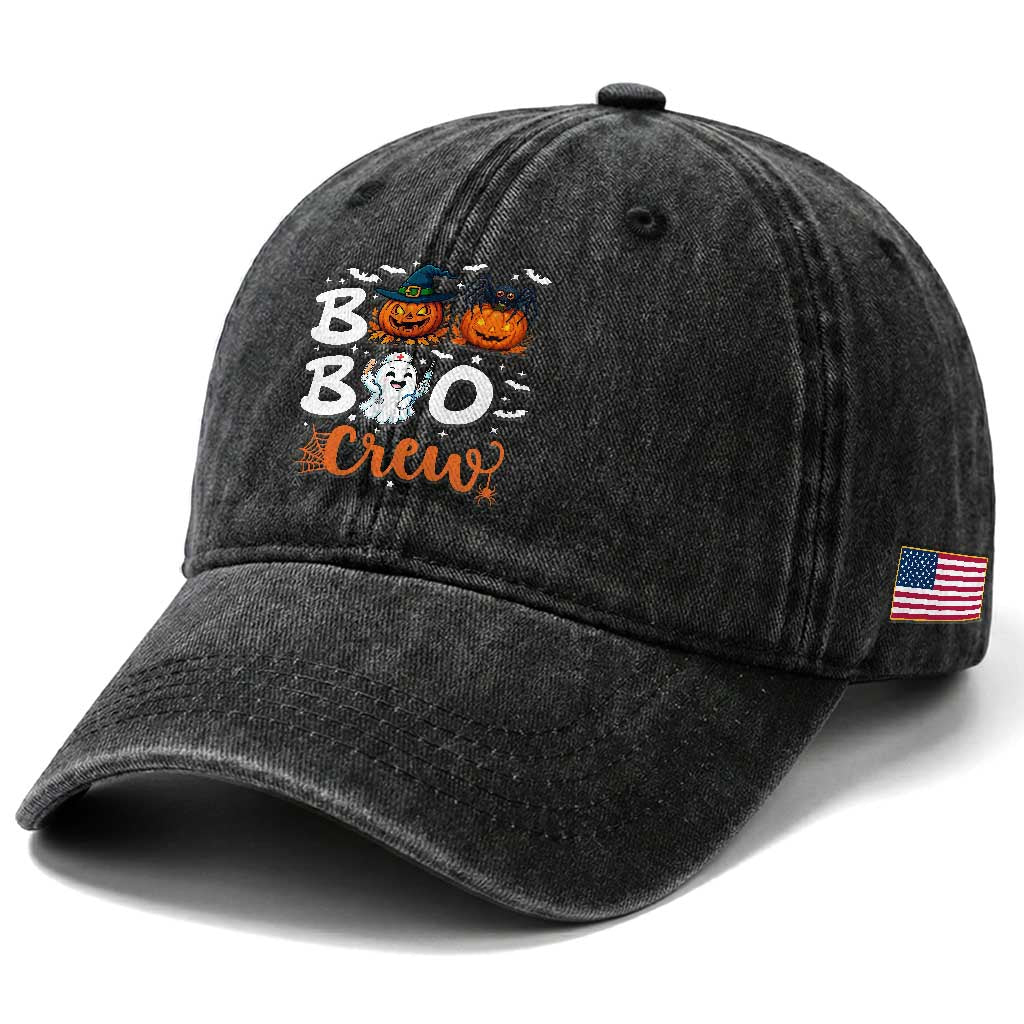 Boo Boo Crew Nurse Ghost Halloween Washed Cotton Baseball Cap TS14 Print Your Wear
