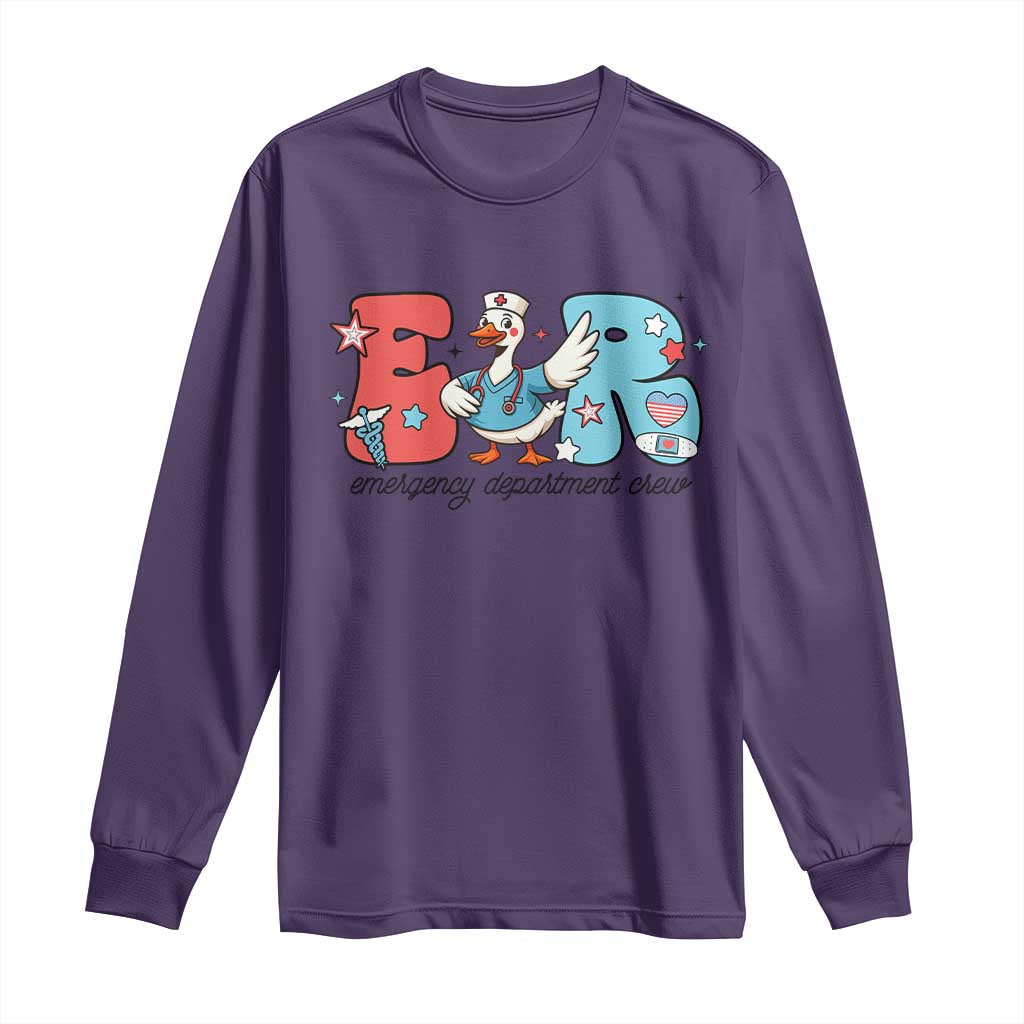 ER Nurse Silly Goose Long Sleeve Shirt Funny Emergency Department TS14 Purple Print Your Wear