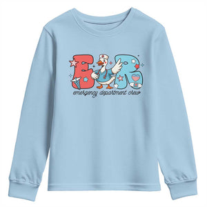 ER Nurse Silly Goose Youth Sweatshirt Funny Emergency Department TS14 Light Blue Print Your Wear