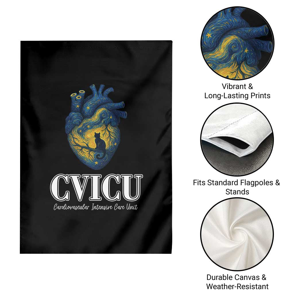 CVICU Nurse Cat Starry Night Garden Flag Cardiovascular Intensive Care Unit TS14 Print Your Wear