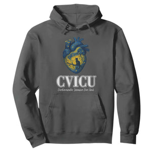CVICU Nurse Cat Starry Night Hoodie Cardiovascular Intensive Care Unit TS14 Dark Heather Print Your Wear