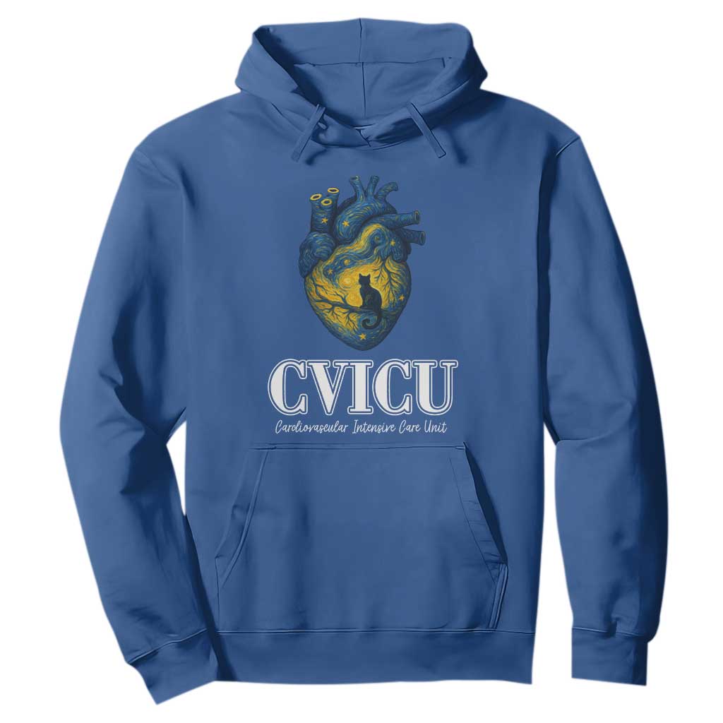 CVICU Nurse Cat Starry Night Hoodie Cardiovascular Intensive Care Unit TS14 Royal Blue Print Your Wear