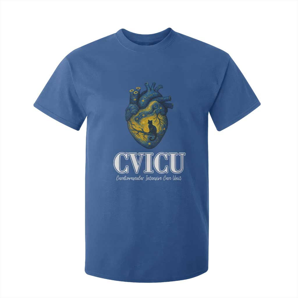 CVICU Nurse Cat Starry Night T Shirt For Kid Cardiovascular Intensive Care Unit TS14 Royal Blue Print Your Wear