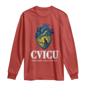 CVICU Nurse Cat Starry Night Long Sleeve Shirt Cardiovascular Intensive Care Unit TS14 Red Print Your Wear