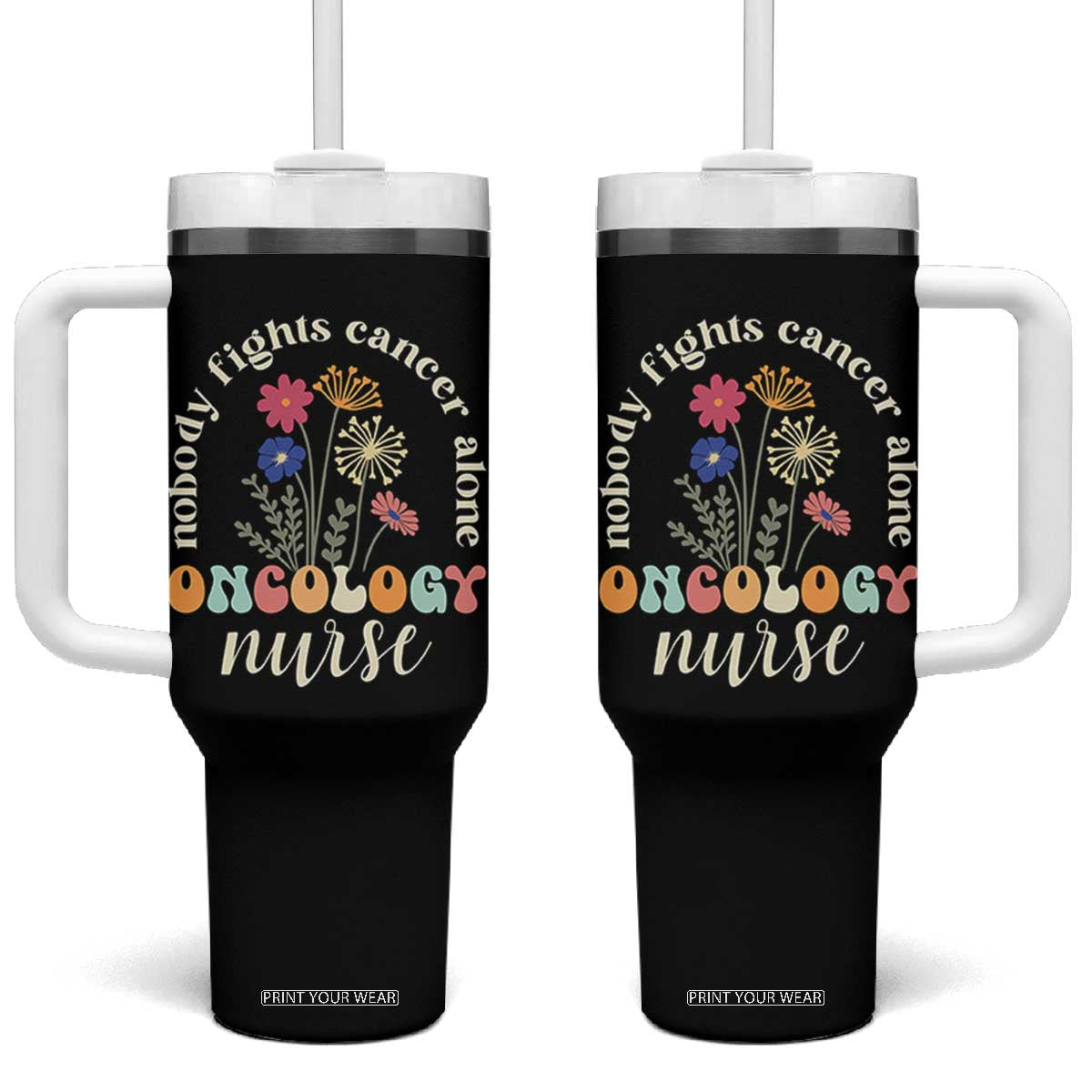 Funny Oncology Nurse Tumbler With Handle Squad Oncology Medical Assistant TS14 One Size: 40 oz Black Print Your Wear