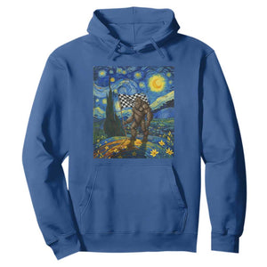 Bigfoot Racing Hoodie Sasquatch Checkered Flag Starry Night Van Gogh TS14 Royal Blue Print Your Wear