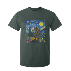 Bigfoot Racing T Shirt For Kid Sasquatch Checkered Flag Starry Night Van Gogh TS14 Dark Forest Green Print Your Wear
