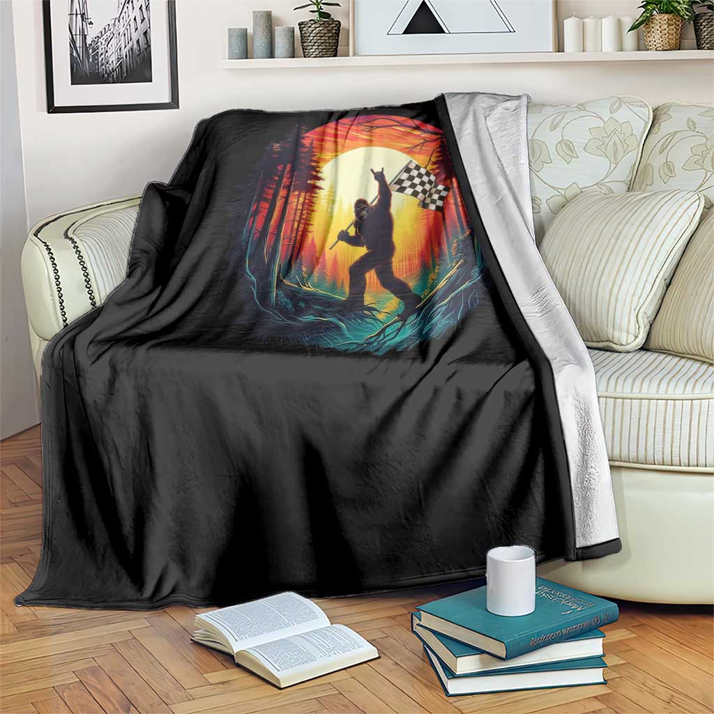 Bigfoot Racing Throw Blanket Sasquatch Checkered Flag TS14 Print Your Wear