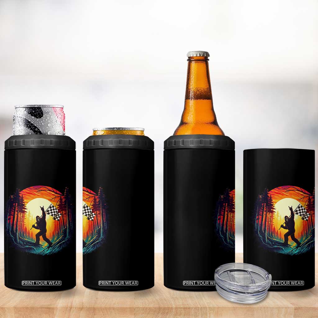 Bigfoot Racing 4 in 1 Can Cooler Tumbler Sasquatch Checkered Flag TS14 Print Your Wear