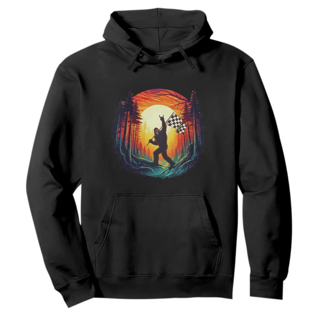 Bigfoot Racing Hoodie Sasquatch Checkered Flag TS14 Black Print Your Wear