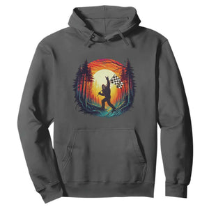 Bigfoot Racing Hoodie Sasquatch Checkered Flag TS14 Dark Heather Print Your Wear