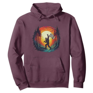 Bigfoot Racing Hoodie Sasquatch Checkered Flag TS14 Maroon Print Your Wear