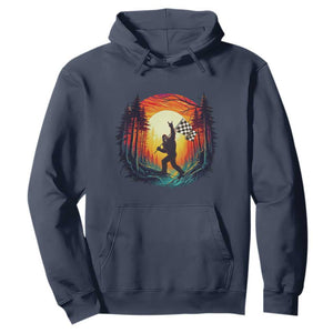 Bigfoot Racing Hoodie Sasquatch Checkered Flag TS14 Navy Print Your Wear