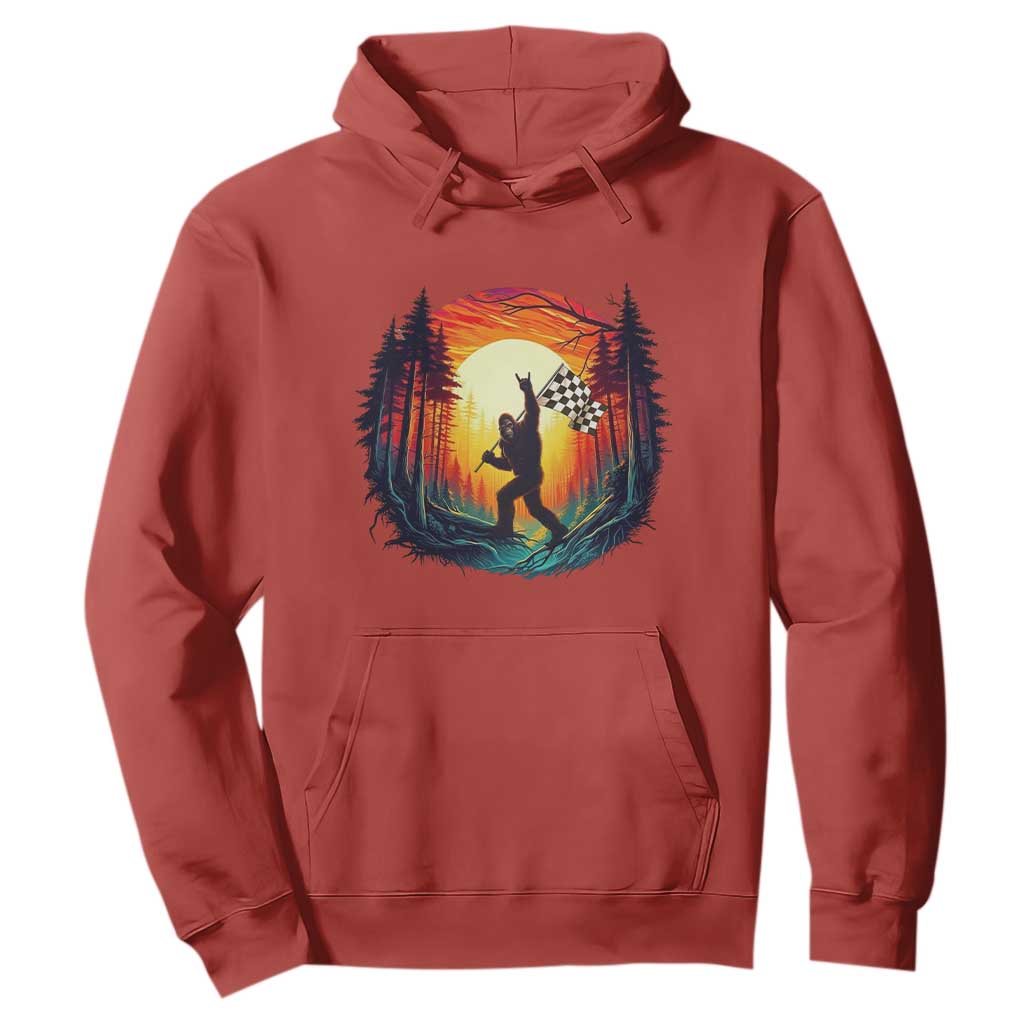 Bigfoot Racing Hoodie Sasquatch Checkered Flag TS14 Red Print Your Wear