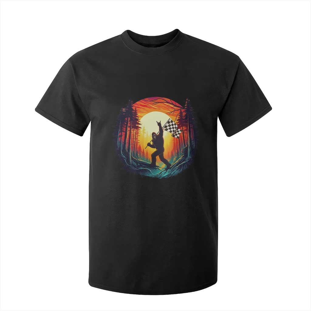 Bigfoot Racing T Shirt For Kid Sasquatch Checkered Flag TS14 Black Print Your Wear