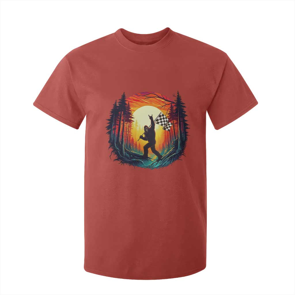 Bigfoot Racing T Shirt For Kid Sasquatch Checkered Flag TS14 Red Print Your Wear