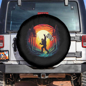 Bigfoot Racing Spare Tire Cover Sasquatch Checkered Flag TS14 No hole Black Print Your Wear