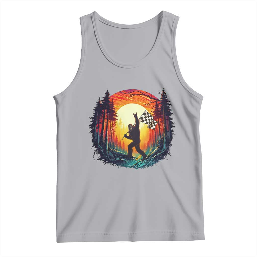 Bigfoot Racing Tank Top Sasquatch Checkered Flag TS14 Athletic Heather Print Your Wear