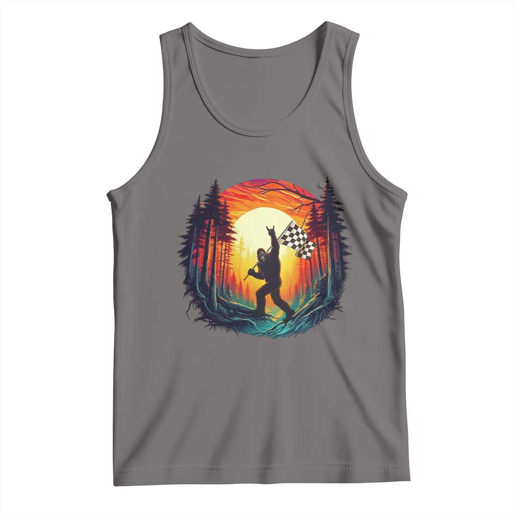 Bigfoot Racing Tank Top Sasquatch Checkered Flag TS14 Deep Heather Print Your Wear
