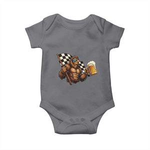 Funny Bigfoot Baby Onesie Sasquatch Drinking Beer Racing Car TS14 Charcoal Print Your Wear