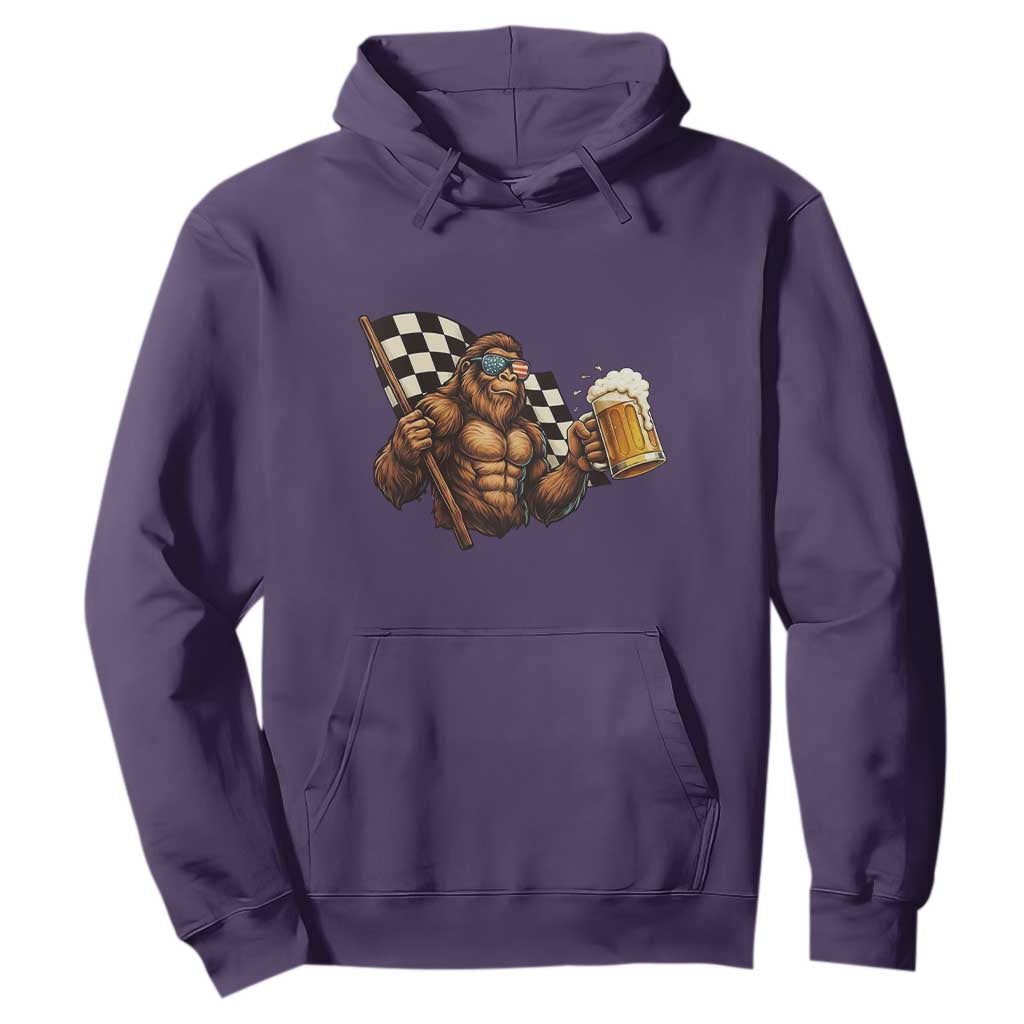 Funny Bigfoot Hoodie Sasquatch Drinking Beer Racing Car TS14 Purple Print Your Wear