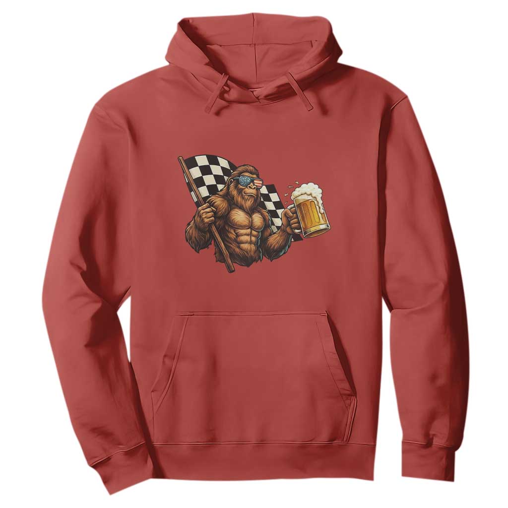 Funny Bigfoot Hoodie Sasquatch Drinking Beer Racing Car TS14 Red Print Your Wear