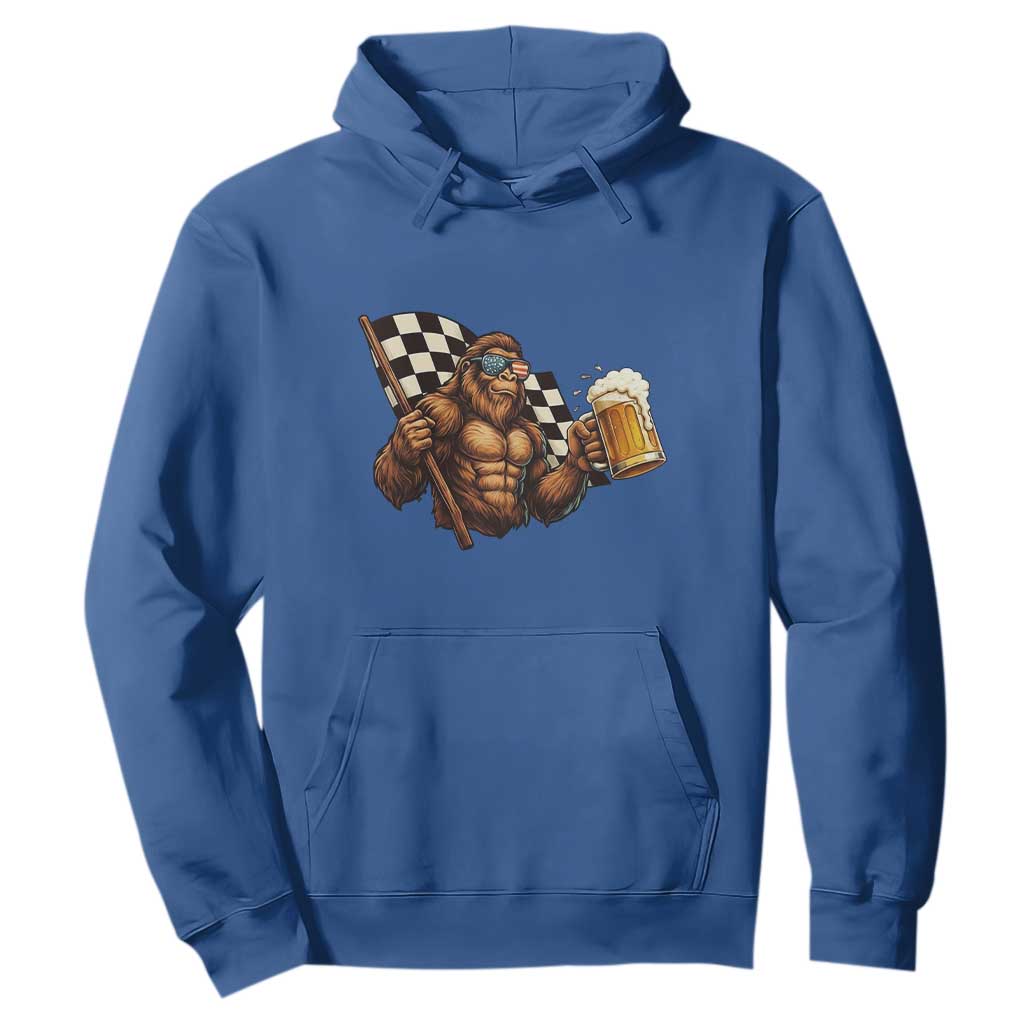 Funny Bigfoot Hoodie Sasquatch Drinking Beer Racing Car TS14 Royal Blue Print Your Wear