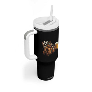 Funny Bigfoot Tumbler With Handle Sasquatch Drinking Beer Racing Car TS14 Print Your Wear