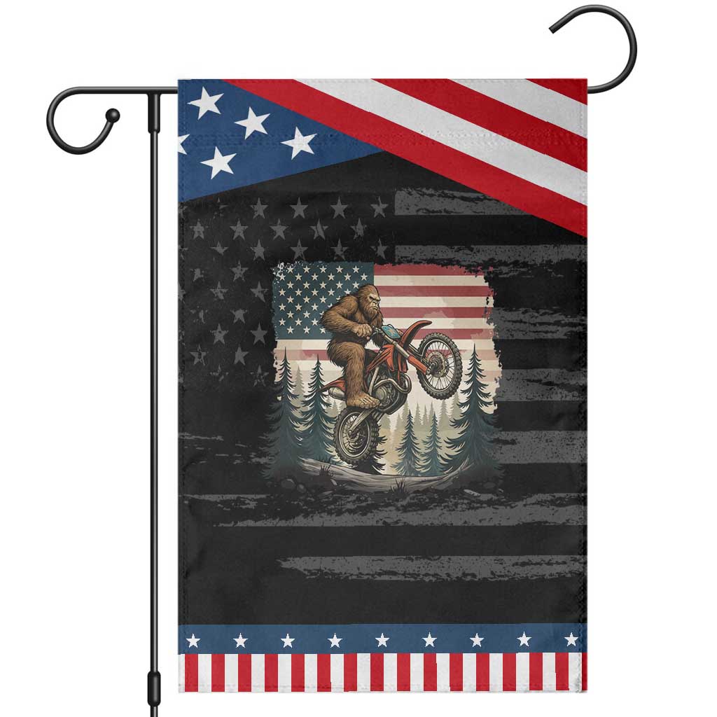Bigfoot Dirt Bike Garden Flag Patriotic Sasquatch American Flag TS14 Distressed Black Blue Print Your Wear