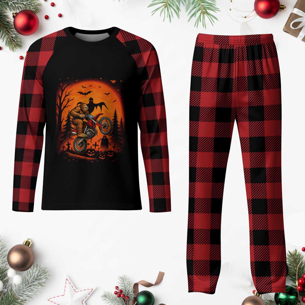 Bigfoot Dirt Bike Plaid Pajama Set Sasquatch Halloween Creepy Biker TS14 Buffalo Plaid Print Your Wear
