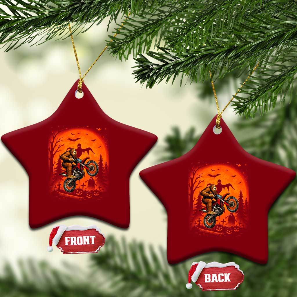 Bigfoot Dirt Bike Ceramic Ornament Sasquatch Halloween Creepy Biker TS14 Print Your Wear