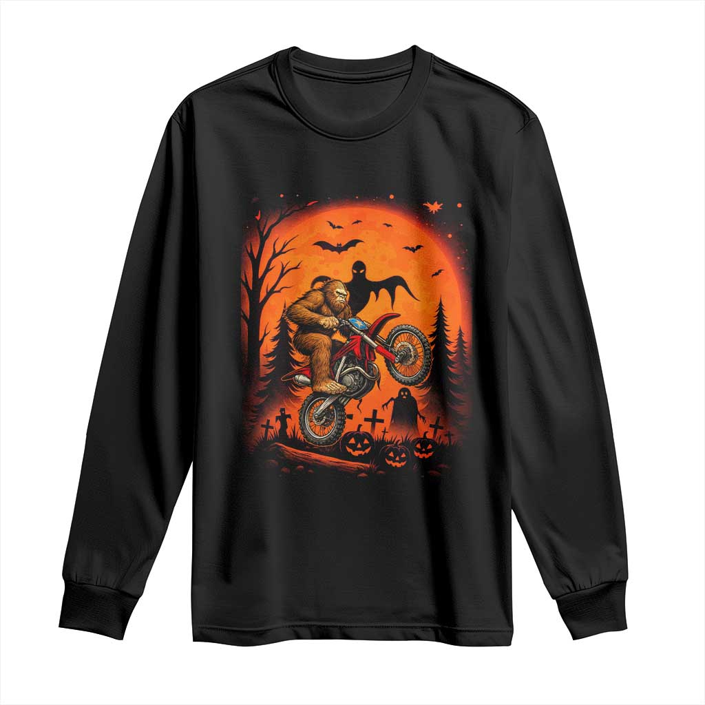 Bigfoot Dirt Bike Long Sleeve Shirt Sasquatch Halloween Creepy Biker TS14 Black Print Your Wear