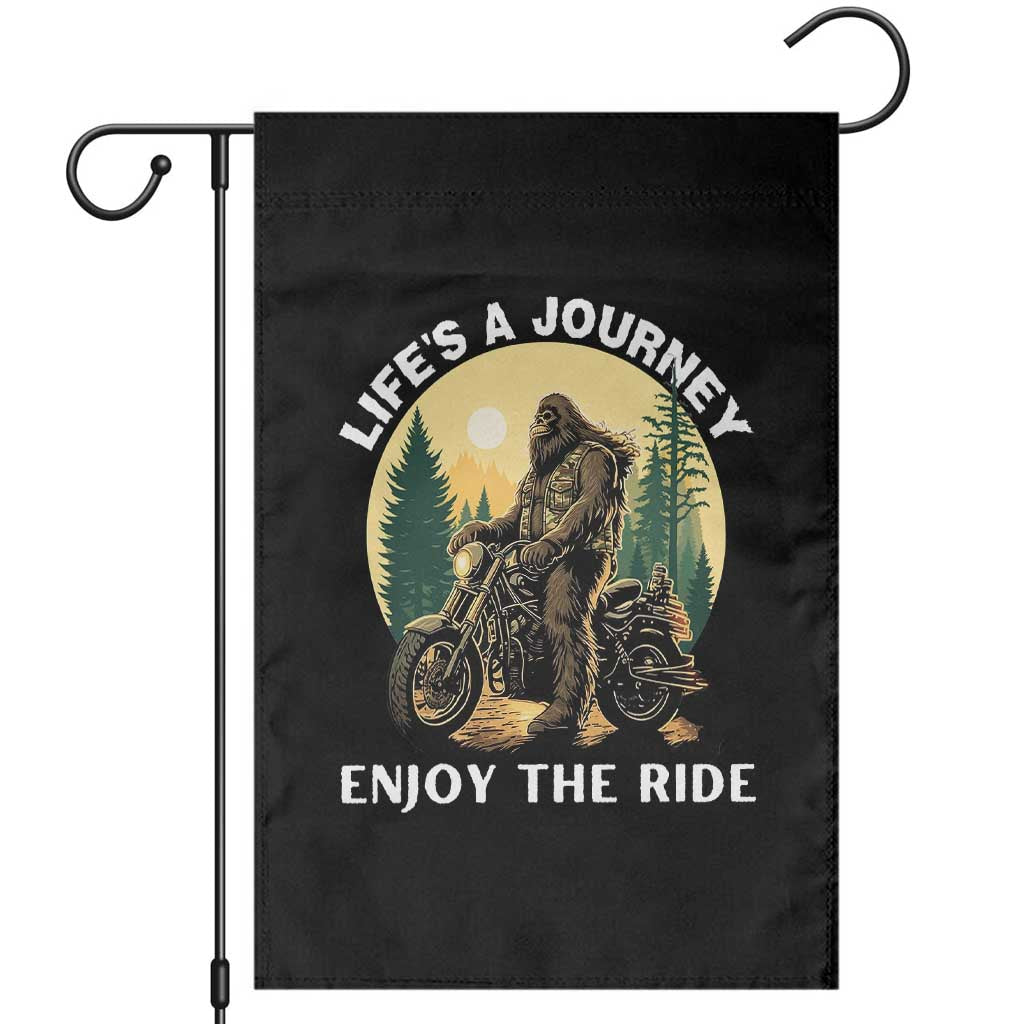 Motorcycle Bigfoot Sasquatch Garden Flag Life Is A Journey Enjoy The Ride TS14 Black Print Your Wear
