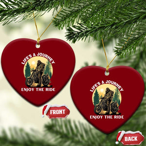 Motorcycle Bigfoot Sasquatch Ceramic Ornament Life Is A Journey Enjoy The Ride TS14 Print Your Wear