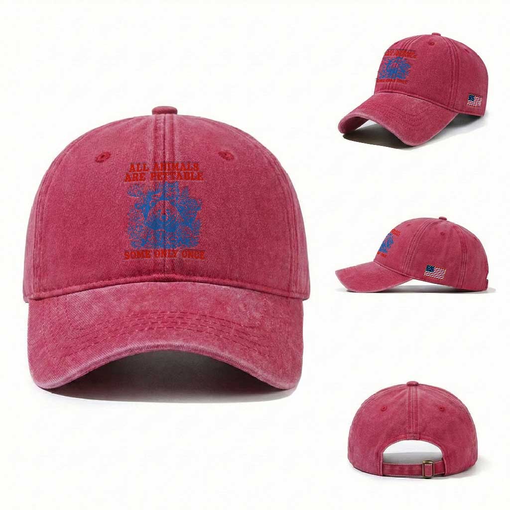 All Animals are Pettable Some Only Once Washed Cotton Baseball Cap Funny Wildlife Animal Lover