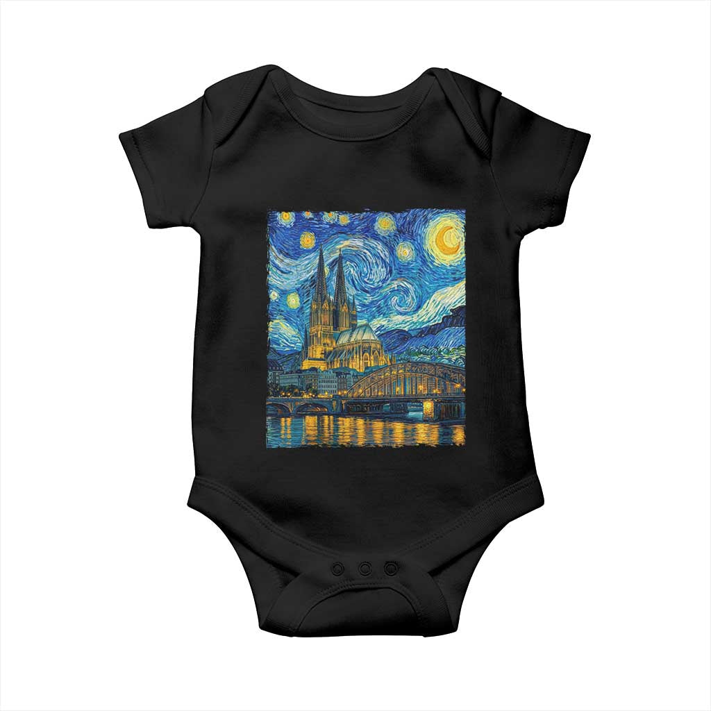 Cologne Cathedral Silhouette Köln German Starry Night Style Baby Onesie