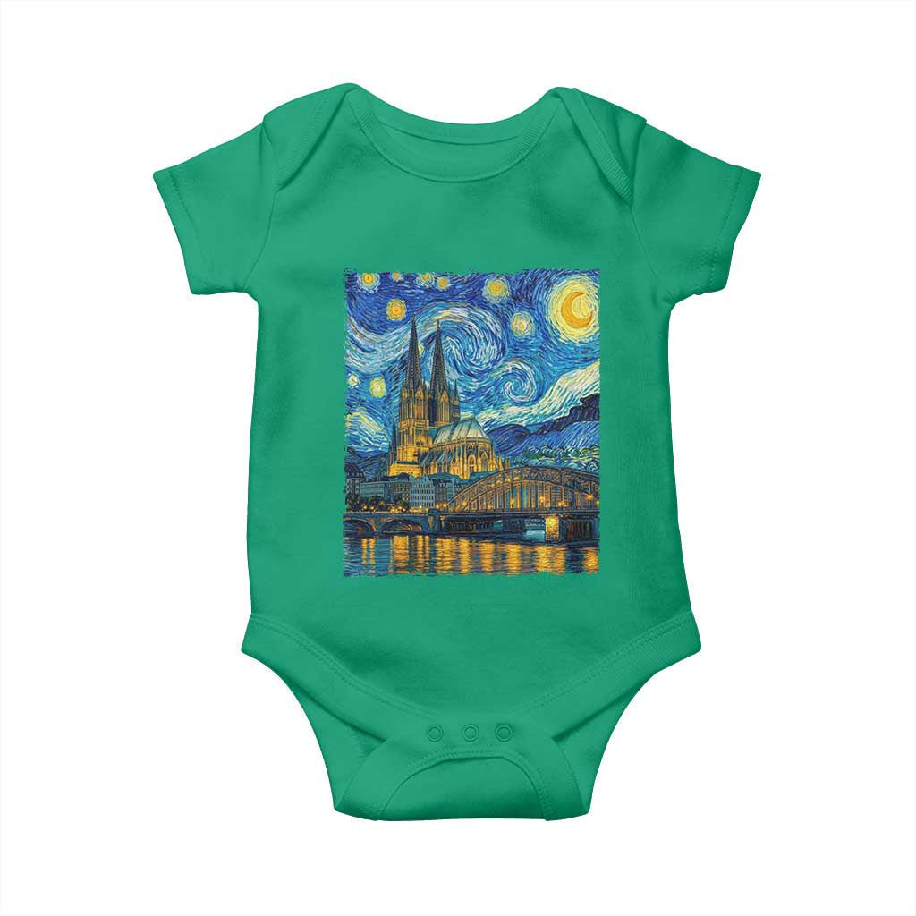 Cologne Cathedral Silhouette Köln German Starry Night Style Baby Onesie