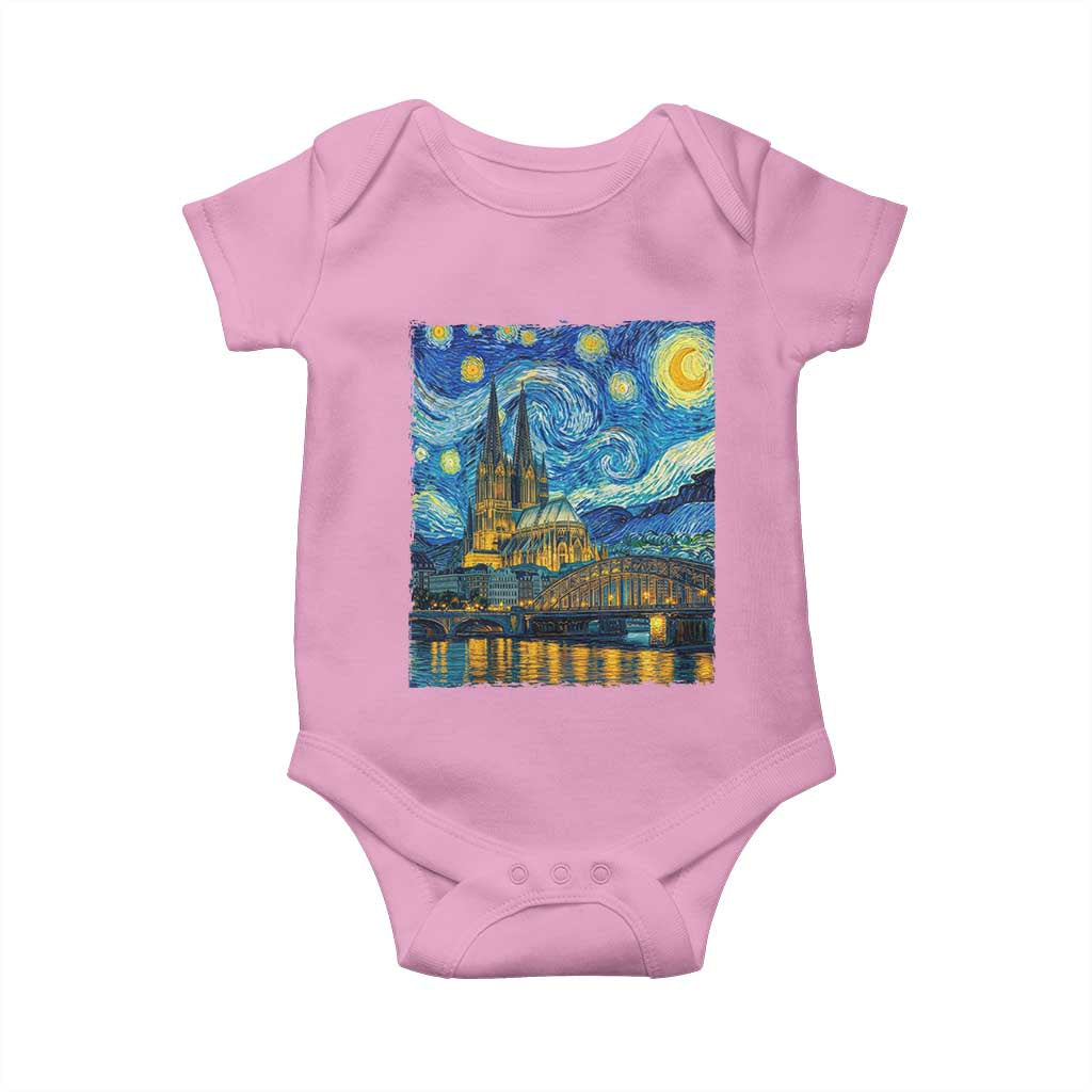 Cologne Cathedral Silhouette Köln German Starry Night Style Baby Onesie