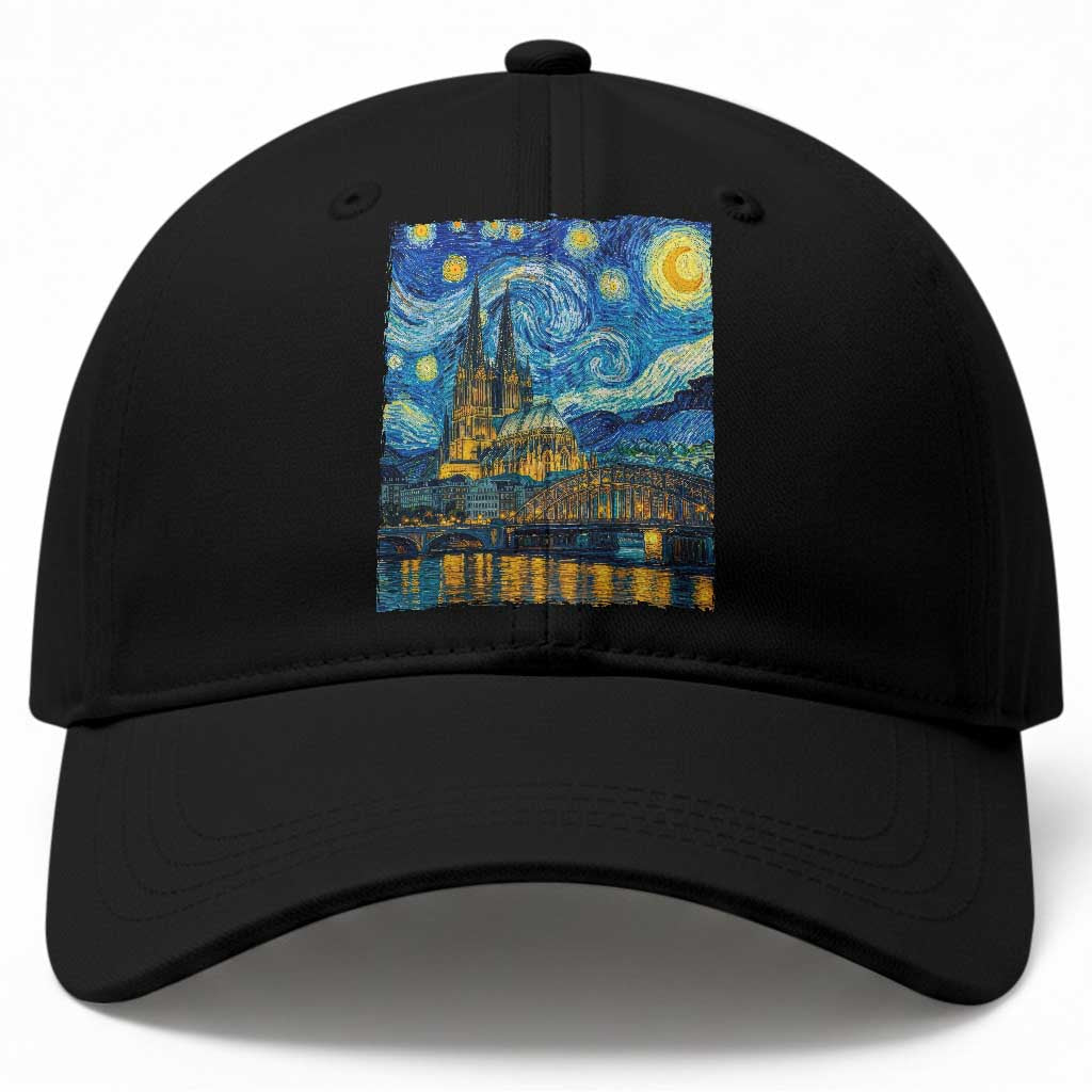Cologne Cathedral Silhouette Köln German Starry Night Style Baseball Cap