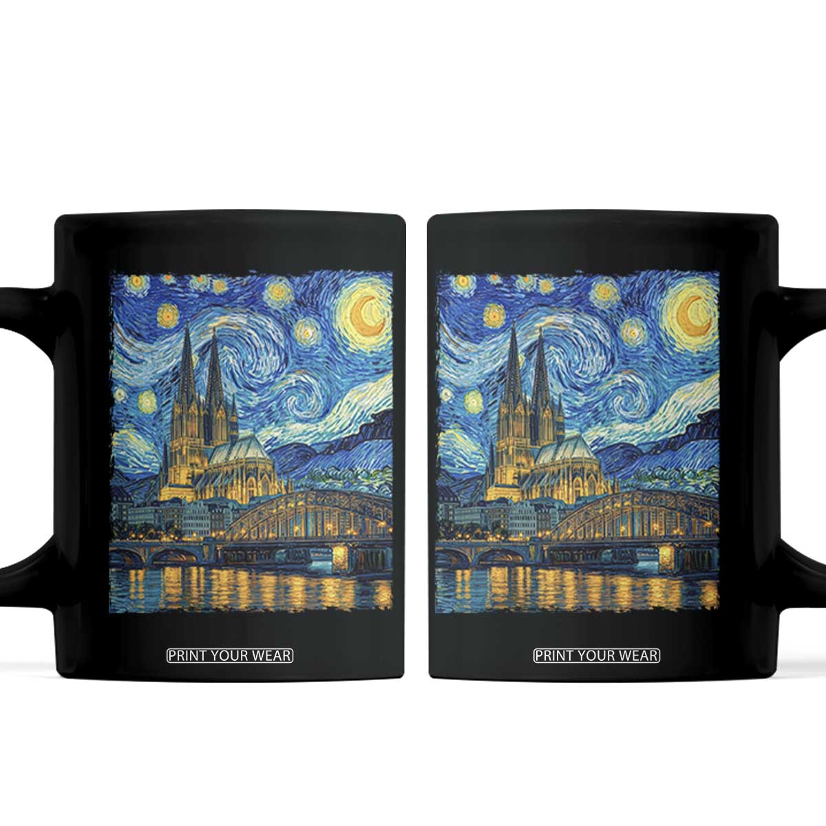 Cologne Cathedral Silhouette Köln German Starry Night Style Coffee Mug