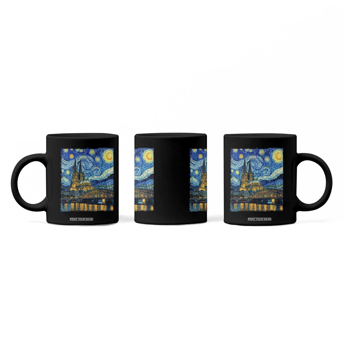 Cologne Cathedral Silhouette Köln German Starry Night Style Coffee Mug