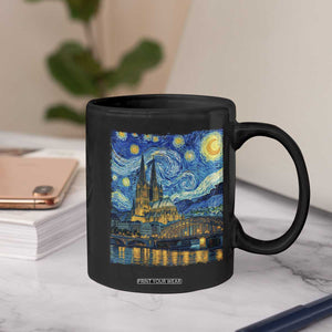 Cologne Cathedral Silhouette Köln German Starry Night Style Coffee Mug