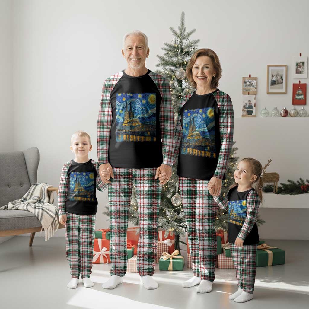 Cologne Cathedral Silhouette Köln German Starry Night Style Plaid Pajama Set