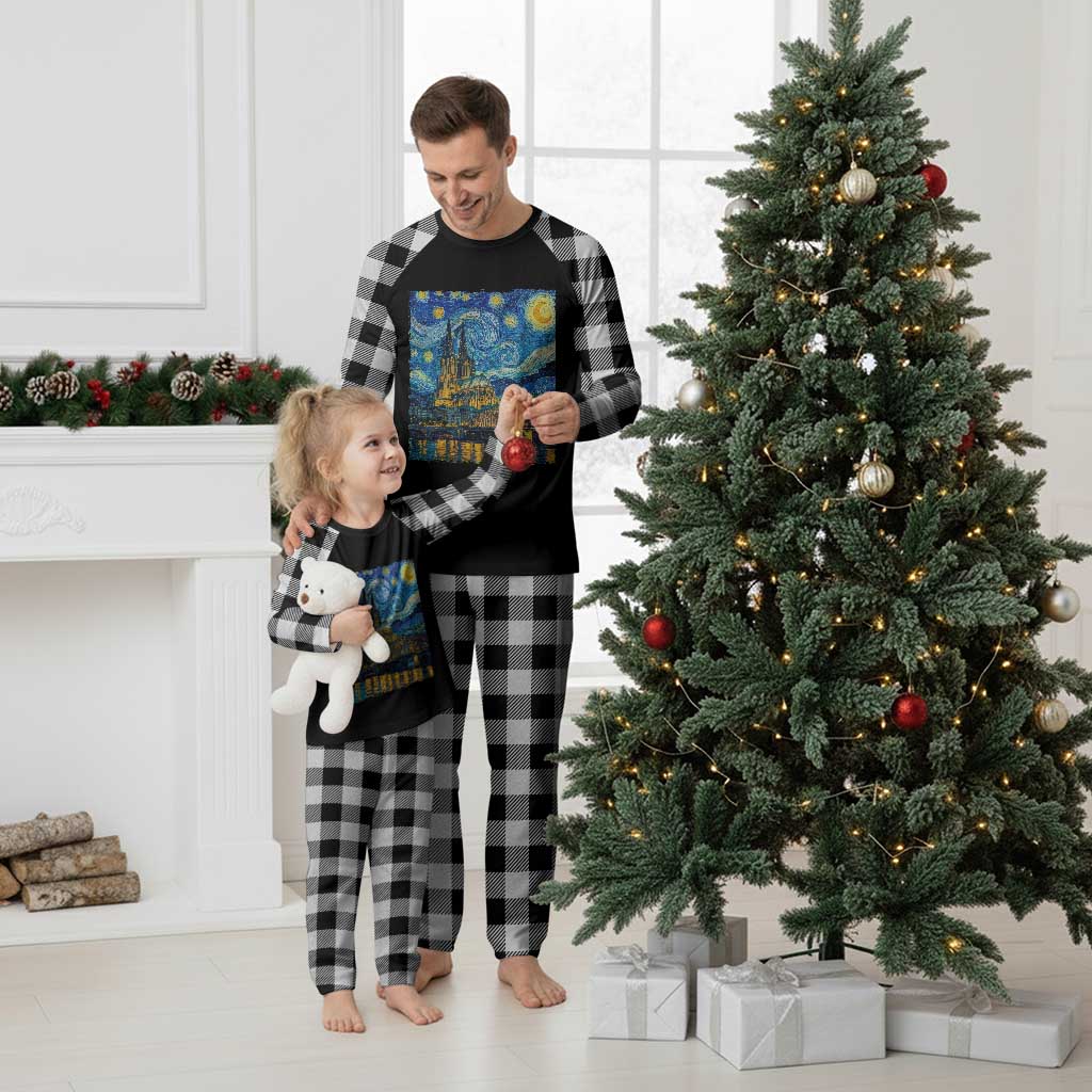 Cologne Cathedral Silhouette Köln German Starry Night Style Plaid Pajama Set
