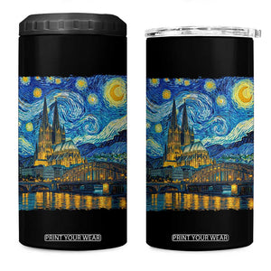 Cologne Cathedral Silhouette Köln German Starry Night Style 4 in 1 Can Cooler Tumbler