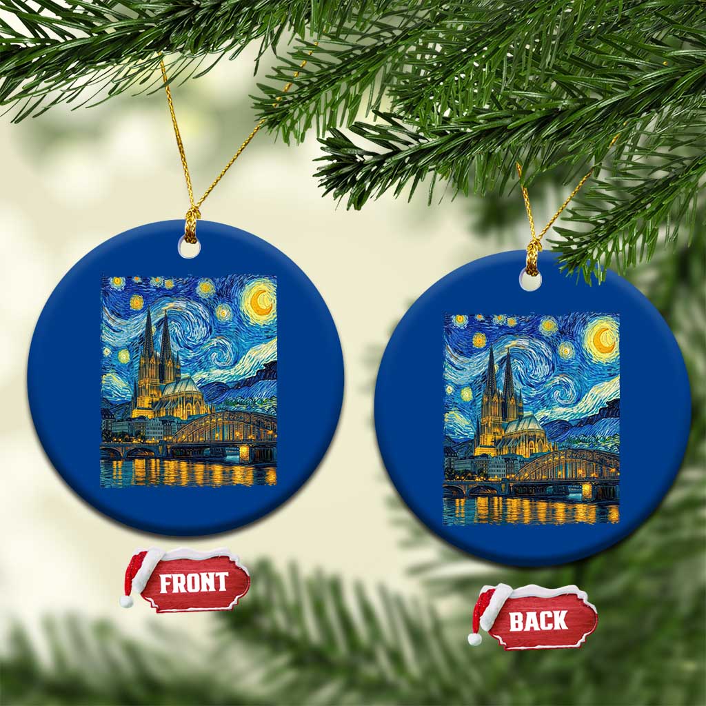 Cologne Cathedral Silhouette Köln German Starry Night Style Ceramic Ornament