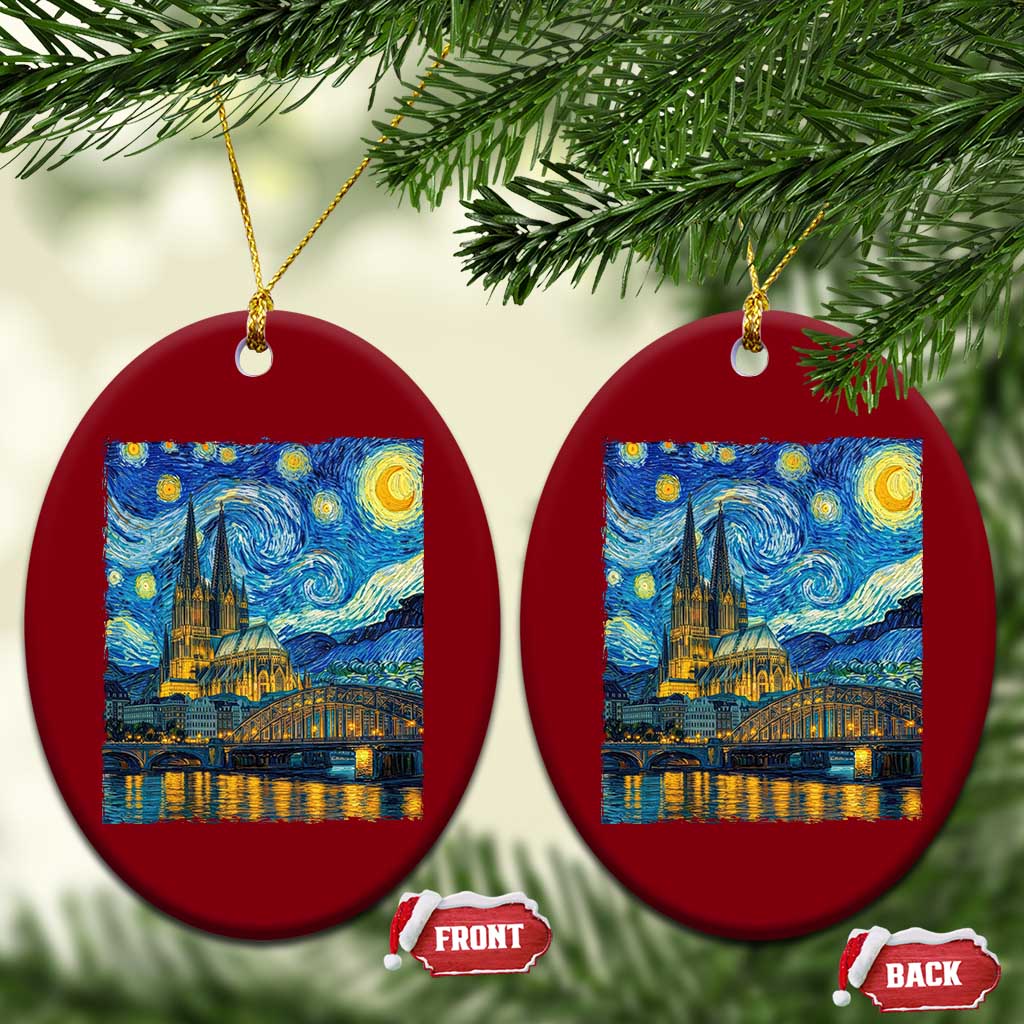 Cologne Cathedral Silhouette Köln German Starry Night Style Ceramic Ornament