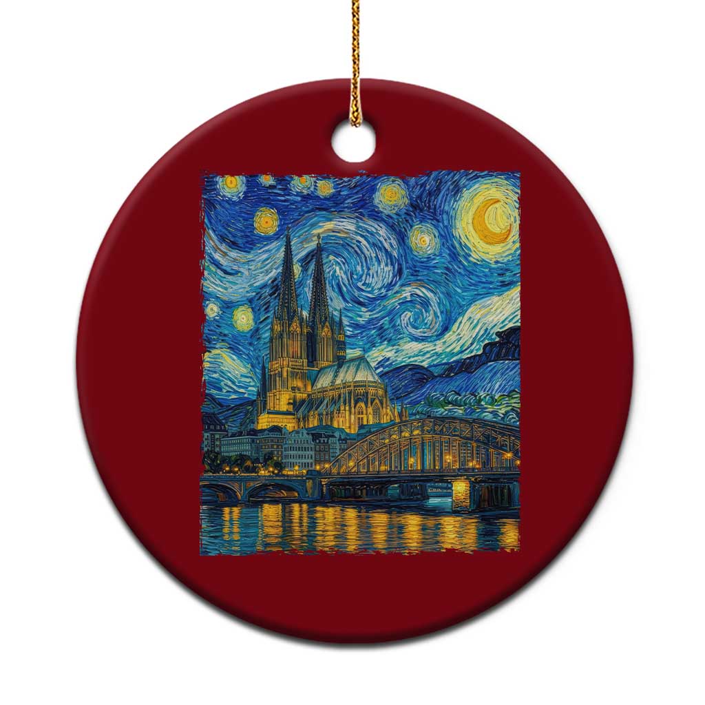 Cologne Cathedral Silhouette Köln German Starry Night Style Ceramic Ornament